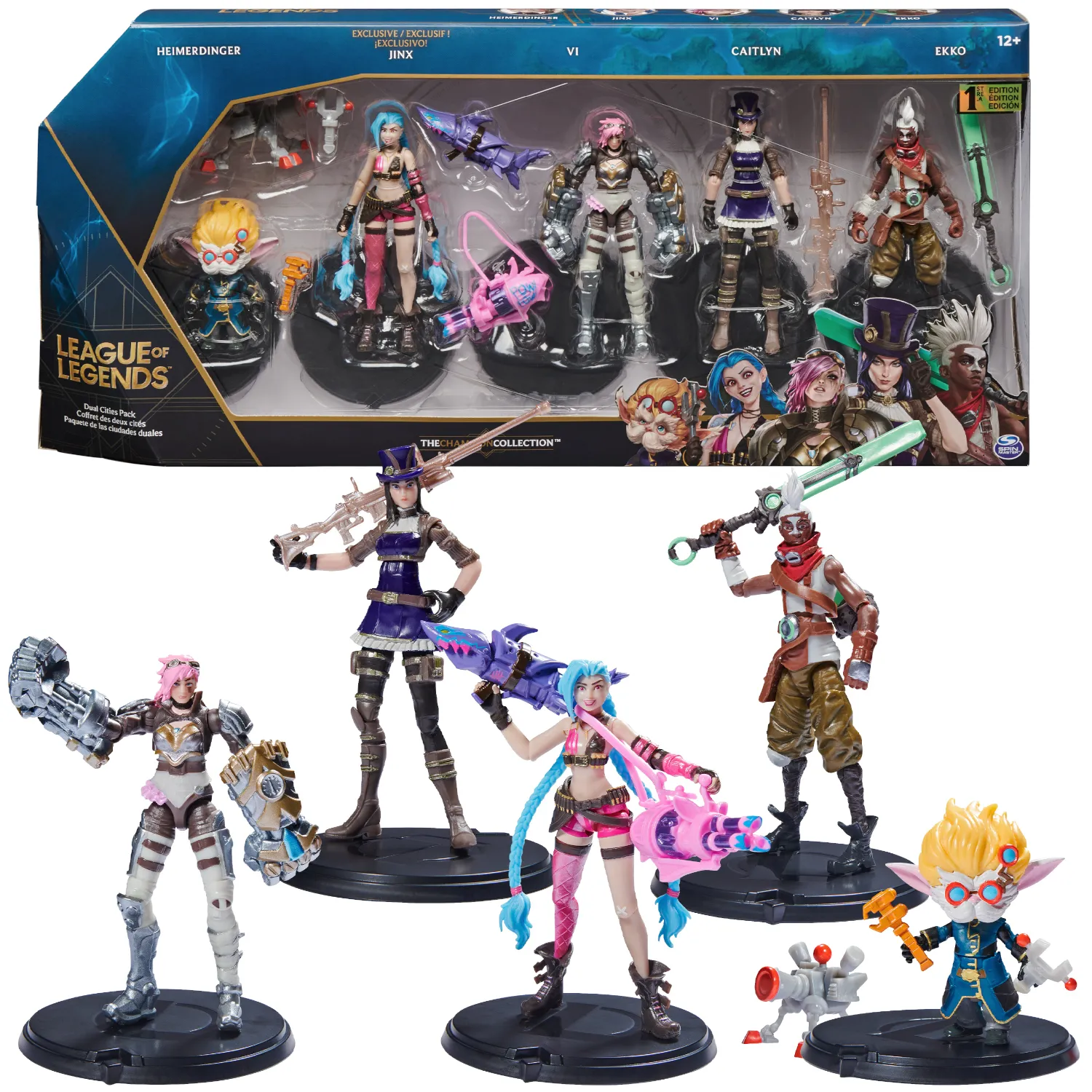 League of Legends – 10cm Actionfiguren 5er Pack (Vi, Caitlyn, Ekko, Heimerdinger und exklusiver Jinx) jeweils mit Accessoires und Ausstellungssockel League of Legends – 10cm Actionfiguren 5er Pack (Vi, Caitlyn, Ekko, Heimerdinger und exklusiver Jinx) jeweils mit Accessoires und Ausstellungssockel