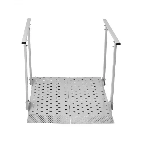 VEVOR Rollstuhlrampe mit Handläufen, 1140x850x705mm Schwellenrampe mit Max. 199,6kg Tragkraft, Rutschfeste Auffahrschiene aus Eisen, Tragbare Auffahrrampe für Scooter Türschwelle Bordsteine Treppen – Bild 10