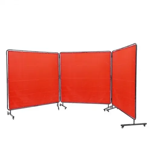 VEVOR 3-Panel-Schweißvorhang 1,8 x 1,8 m Schweißschutzvorhang aus Flammhemmendem Vinyl Schweißschutzwand mit 12 Schwenkrädern und einem 6-stufigen UV-Schutz Schweißerdecke Schweißschutz Rot – Bild 10
