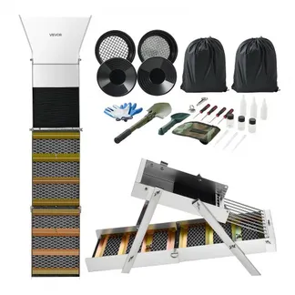 VEVOR Highbanker Goldwaschset 127 cm (50 Zoll), 3-in-1 Faltbare Goldwaschrinne aus Aluminiumlegierung, 26-tlg. Tragbares Prospektionsset mit Goldwaschpfannen, Klassiersieb, Magnet, Rucksack, Zubehör VEVOR Highbanker Goldwaschset 127 cm (50 Zoll), 3-in-1 Faltbare Goldwaschrinne aus Aluminiumlegierung, 26-tlg. Tragbares Prospektionsset mit Goldwaschpfannen, Klassiersieb, Magnet, Rucksack, Zubehör