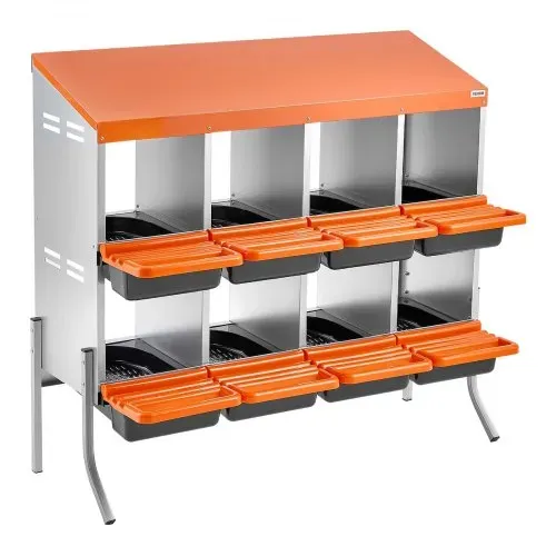 VEVOR 2-stöckiges Legenest 1060x525x990 mm, 8 Fächer, Hühnernest aus Metall mit Stützbeinen, Geflügelnester, Abrollnest, ideal für Hennen, Enten, Hühner & anderes Geflügel, Orange – Bild 9