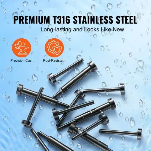 VEVOR 30er-Pack unsichtbares Kabelgeländer-Set, T316 Edelstahl 1/8" unsichtbare Aufnahme und Gesenkbolzenende für Kabelgeländer, Gesenkspanner 1/8" für Holz-/Metallpfosten, Kabelgeländer-Hardware, sch – Bild 3