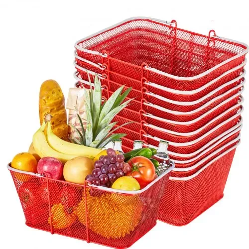 VEVOR Einkaufskorb, 12 Stk., 22 L, stapelbarer Metallkorb mit Griffen, Tragekorb, belastbar bis zu 20 kg, Universalkorb für Lebensmittel, Einzelhandel, Geschäfte, Supermärkte, Buchhandlungen, rot VEVOR Einkaufskorb, 12 Stk., 22 L, stapelbarer Metallkorb mit Griffen, Tragekorb, belastbar bis zu 20 kg, Universalkorb für Lebensmittel, Einzelhandel, Geschäfte, Supermärkte, Buchhandlungen, rot