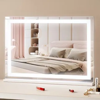 VEVOR Hollywood Schminkspiegel, Kosmetikspiegel mit 3 Farbbeleuchtungsmodi, Schminkspiegel mit LEDs, 5-fache Vergrößerung, USB-Anschluss, Smart-Touch-Steuerung, Wandmontage auf Schreibtisch, 797x547mm VEVOR Hollywood Schminkspiegel, Kosmetikspiegel mit 3 Farbbeleuchtungsmodi, Schminkspiegel mit LEDs, 5-fache Vergrößerung, USB-Anschluss, Smart-Touch-Steuerung, Wandmontage auf Schreibtisch, 797x547mm