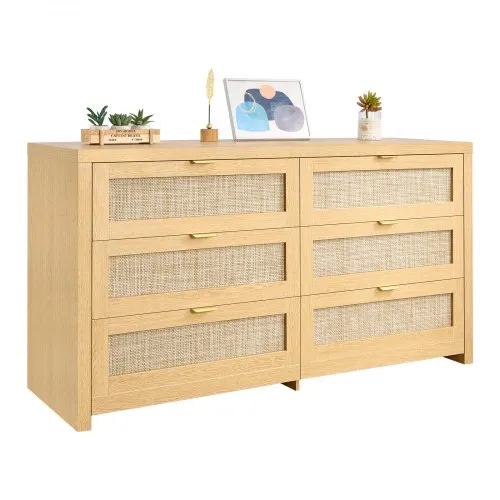 VEVOR Rattankommode Aufbewahrungsschrank mit 6 Schubladen & Metallgriffen, moderner Rattanschrank für Schlafzimmer Wohnzimmer Flur (144,5 x 45 x 79,5 cm) Kleidungsschrank Schubladenschrank VEVOR Rattankommode Aufbewahrungsschrank mit 6 Schubladen & Metallgriffen, moderner Rattanschrank für Schlafzimmer Wohnzimmer Flur (144,5 x 45 x 79,5 cm) Kleidungsschrank Schubladenschrank