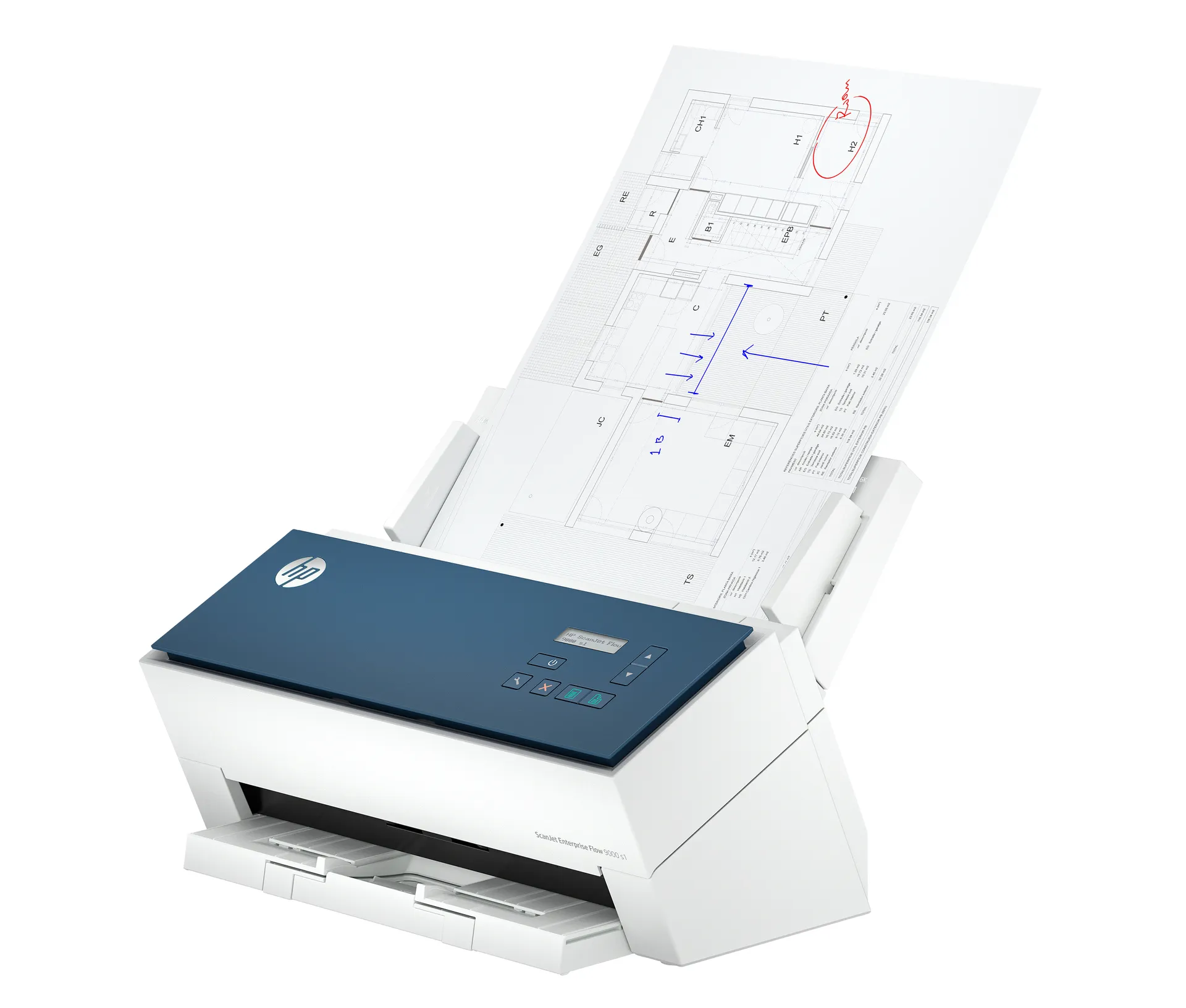 HP ScanJet Enterprise Flow 9000 s1 Scanner mit Vorlageneinzug 600 x 600 DPI A3 Blau, Weiß – Bild 7