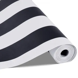VEVOR Tapete selbstklebend, 45 cm x 15 m, Wandtapete, Klebefolie mit Streifen in Schwarz-Weiß, wasserfest, Möbelfolie, dekorative Vinylrolle für Schlafzimmer, Küche, Büro, Badezimmer VEVOR Tapete selbstklebend, 45 cm x 15 m, Wandtapete, Klebefolie mit Streifen in Schwarz-Weiß, wasserfest, Möbelfolie, dekorative Vinylrolle für Schlafzimmer, Küche, Büro, Badezimmer