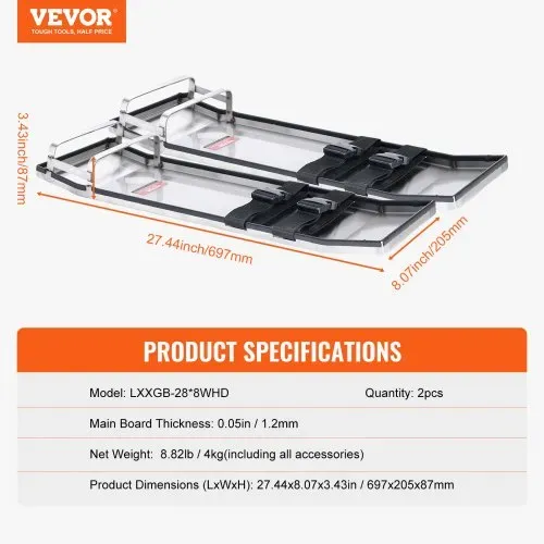 VEVOR Beton-Kniebretter aus Edelstahl, 697 x 205 mm Betongleiter, Kniebretter für Beton, Beton-Knieschoner, Paar bewegliche Gleiter, mit Brettgurten für Zement- und Betonveredelung – Bild 6