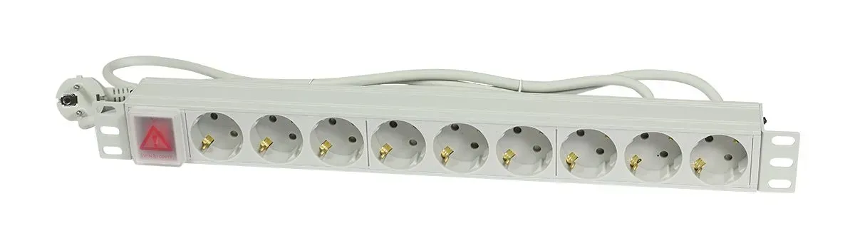 ALLNET 19″zbh. Steckdosenleiste, 9xDosen(CEE7)->Stecker(CEE7), Schalter, Lichtgrau, Synergy 21 ALLNET 19″zbh. Steckdosenleiste, 9xDosen(CEE7)->Stecker(CEE7), Schalter, Lichtgrau, Synergy 21
