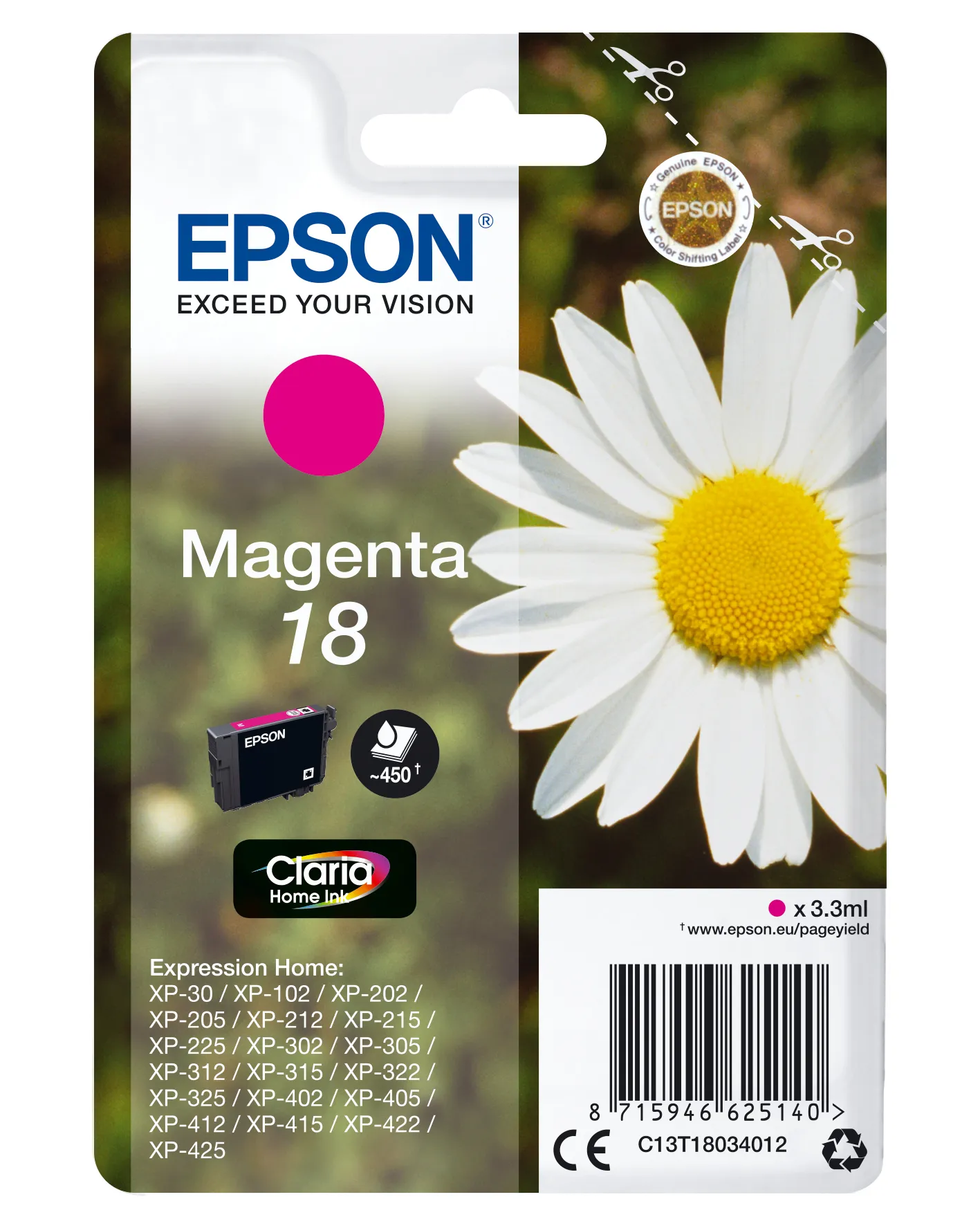 Epson Daisy Singlepack Magenta 18 Claria Home Ink Epson Daisy Singlepack Magenta 18 Claria Home Ink