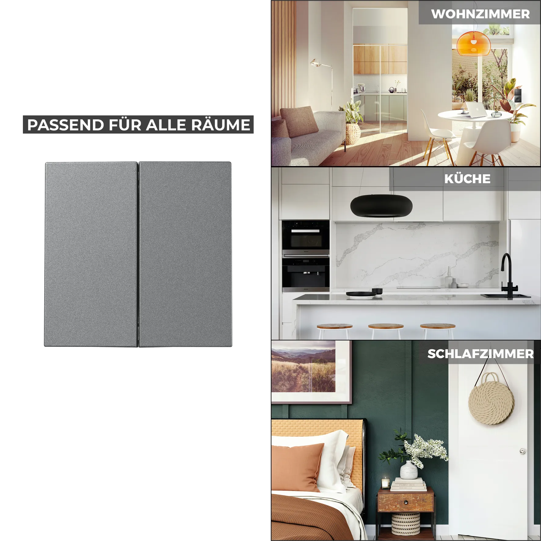 Serien-Schalter McPower ''Shallow'' 2-fach, 250V~/10A, Steckanschluss, anthrazit – Bild 5