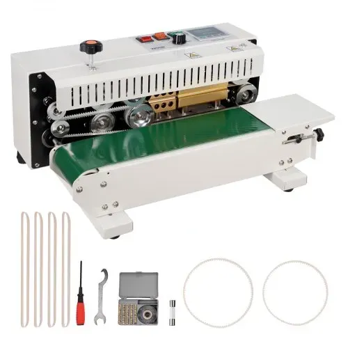 VEVOR Kontinuierliche Beutelband-Versiegelungsmaschine, 0,24-0,47 Zoll/6-12 mm Siegelbreite, Horizontale Bandsiegelmaschine mit digitaler Temperaturregelung, Beutelsiegelgerät aus Karbonstahl für 0,02-0,8 mm starke Plastikbeutelfolien – Bild 8