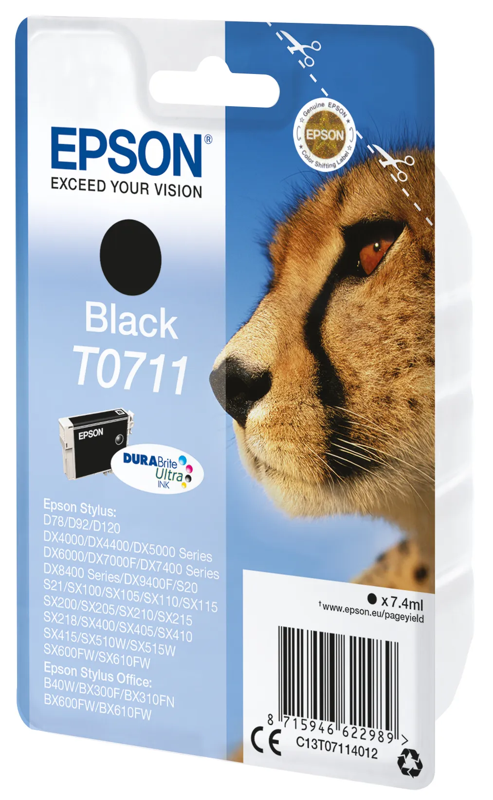 Epson Cheetah Singlepack Black T0711 DURABrite Ultra Ink – Bild 2