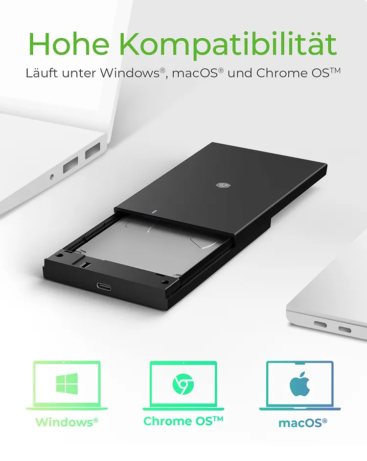 ICY BOX IB-200T-C3, ext. 2.5" SATA Gehäuse, USB 3.2 Gen 1 bis zu 5 Gbit/s, Werkzeuglos, Kunststoff, schwarz – Bild 3