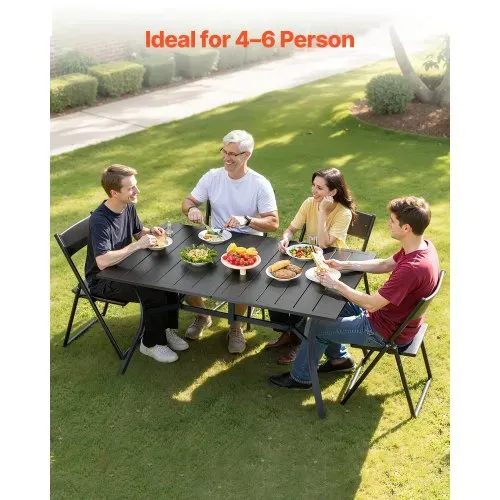 VEVOR Terrassentisch Gartentisch Balkontisch (1500 x 960 x 725 mm) aus Kohlenstoffstahl rechteckier Esstisch für Hof Terrasse Garten Veranda, wasserfest, mit 38 mm Schirmloch, 68 kg Tragkraft Schwarz VEVOR Terrassentisch Gartentisch Balkontisch (1500 x 960 x 725 mm) aus Kohlenstoffstahl rechteckier Esstisch für Hof Terrasse Garten Veranda, wasserfest, mit 38 mm Schirmloch, 68 kg Tragkraft Schwarz