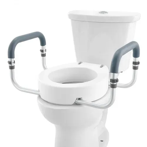VEVOR Toilettensitzerhöhung, 88,9 mm Hoch, Tragkraft 136 kg, für Runde Standardtoiletten, Aluminium-Handlauf, mit EVA-Armlehnenpolster, für Senioren, Behinderte, Patienten, Schwangere, Mediziner – Bild 9
