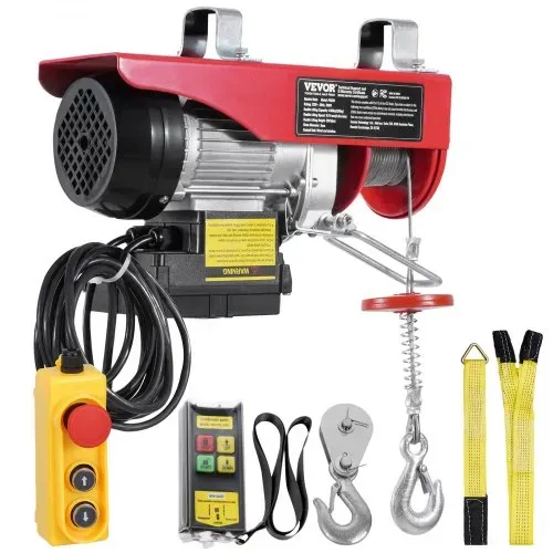 VEVOR Elektrische Seilwinde, 200 kg, Motorwinde mit 100 m kabelloser und 4,2 m kabelgebundener Fernbedienung, 12 m Hubhöhe mit Einzelkabel, Einzel-/Doppelschlingen, Hebezeug für Garage, Lager, Fabrik – Bild 8