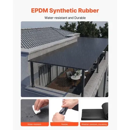 VEVOR Dachbahn, 4,572x7,62 m, Dachbahn, 1,14 mm EPDM Folie, Carportabdichtung, lange Lebensdauer & witterungsbeständig, Dachabdichtung, Dachunterlage für Wohnmobile, Dächer, Teiche – Bild 3