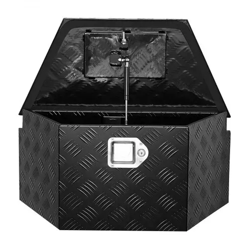 VEVOR Deichselbox Truckbox 660 x 330 x 305 mm aus Aluminium, 50 kg Belastbare Werkzeugaufbewahrungsbox mit Schloss & Schlüsseln, Anhängerbox für Pickup-Ladeflächen RV SUVs Geländewagen, Schwarz – Bild 9