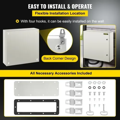 VEVOR Schaltschrank Kohlenstoffstahl Verteilerschrank Industriegehäuse 60x60x20cm Schaltkasten IP66 & NEMA Wasserdicht Anschlussdose Stromkasten Ideal für Fabriken Baustellen Einkaufszentren usw. – Bild 5