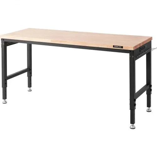 VEVOR verstellbare Werkbank-Arbeitstischplatte, Maße: 1829 x 635 mm, verstellbare Höhe: 71,1–100,3 cm, max. Belastung. 1361 kg, Tisch mit Steckdosen, Holzplatte für Büro, Zuhause, Garage – Bild 10