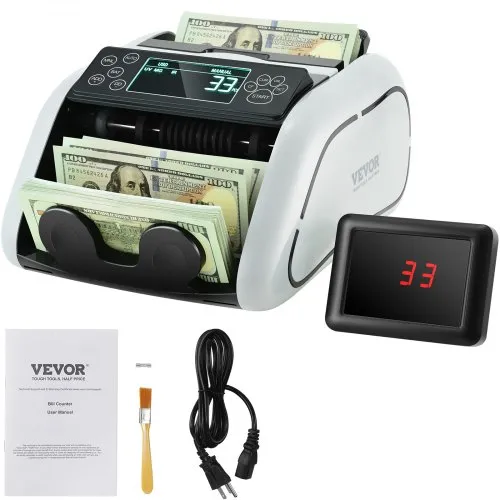 VEVOR Geldzählmaschine, Banknotenzähler mit UV-, MG-, IR- und DD-Falschgelderkennung, USD- und EUR-Geldzählmaschine mit Großem LCD & Externem Display für Kleine Unternehmen VEVOR Geldzählmaschine, Banknotenzähler mit UV-, MG-, IR- und DD-Falschgelderkennung, USD- und EUR-Geldzählmaschine mit Großem LCD & Externem Display für Kleine Unternehmen