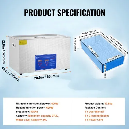 VEVOR 30 L Ultraschallreinigungsgerät Ultraschallreiniger mit Heizung 600 W Ultraschallreiniger aus Edelstahl Ultraschall Reinigungsgerät für Brillen Schmuck Zahnprothesen Münzen usw. – Bild 6