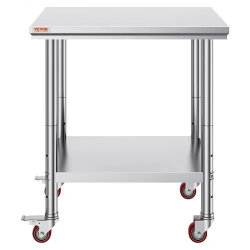 VEVOR Arbeitstisch 76 x 60 x 85 cm Edelstahl Catering Arbeitstisch Belastbarkeit 317 kg, Lebensmittel Zubereitungstisch mit Nachlauf gewerblicher Küchentisch für Küche Bar rollbar – Bild 9