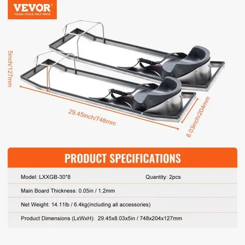 VEVOR 75 x 20 cm Kniebretter aus Beton, Kniebretter, Kniebretter, Edelstahl-Kniebretter, Betonschieber, Paar bewegliche Schieber mit Betonknieschützern und Brettgurten für die Betonbearbeitung – Bild 6