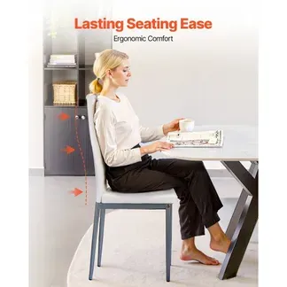 VEVOR moderner Esszimmerstuhl (6 Stk.) eleganter gepolsterter Leder-Beistellstuhl (136 kg belastbar) für Esstische, platzsparender Küchentischstuhl mit dicken Kissen & Metallbeinen, Weiß Cafeteria VEVOR moderner Esszimmerstuhl (6 Stk.) eleganter gepolsterter Leder-Beistellstuhl (136 kg belastbar) für Esstische, platzsparender Küchentischstuhl mit dicken Kissen & Metallbeinen, Weiß Cafeteria