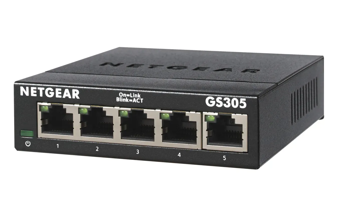 NETGEAR GS305 Switch 5 Port Gigabit Ethernet LAN Switch (Plug-and-Play Netzwerk Switch, LAN Verteiler, Hub energieffizient, lüfterlos, robustes Metallgehäuse) – Bild 2