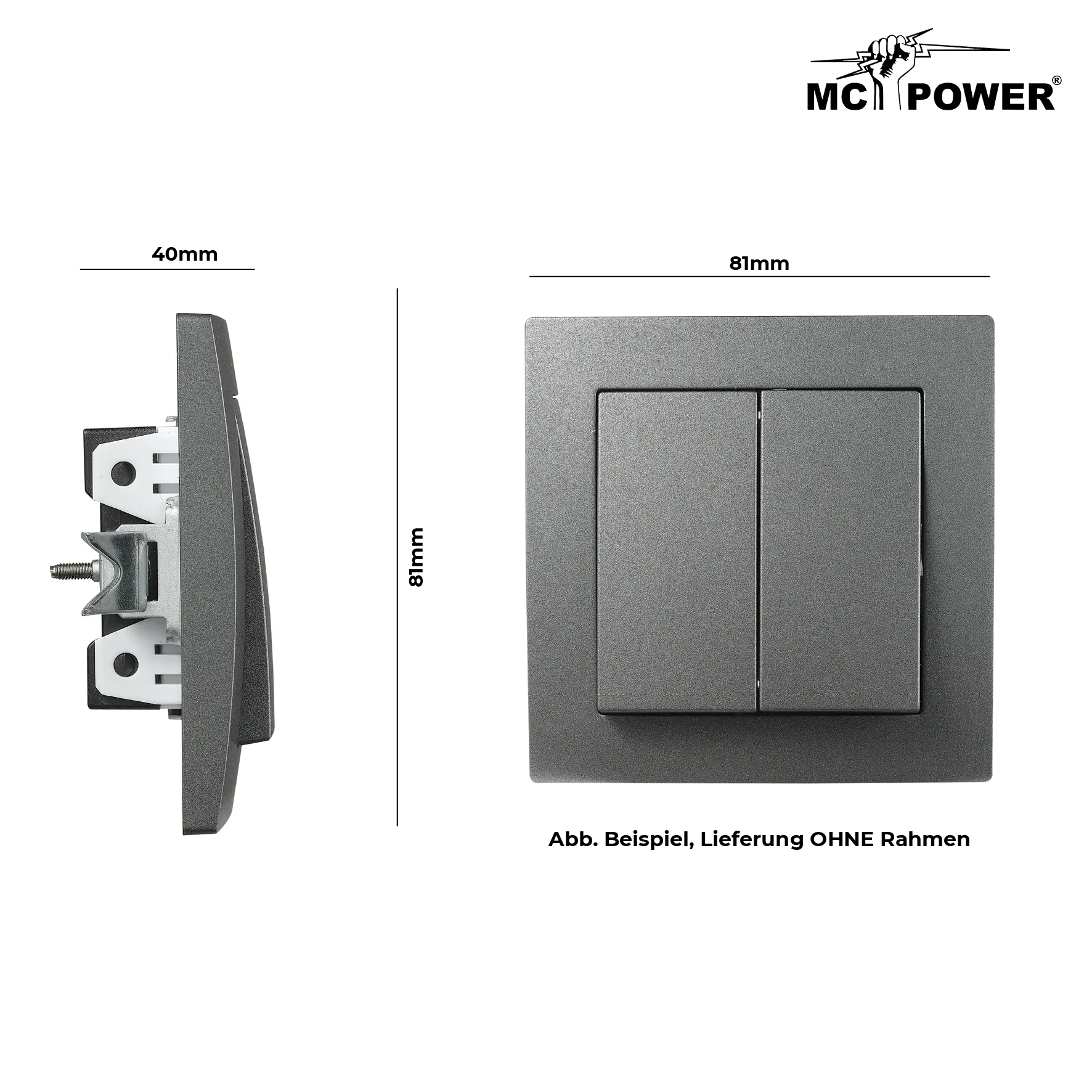 Wechselschalter McPower ''Flair'' 2-fach, 250V~/10A, UP, anthrazit – Bild 3