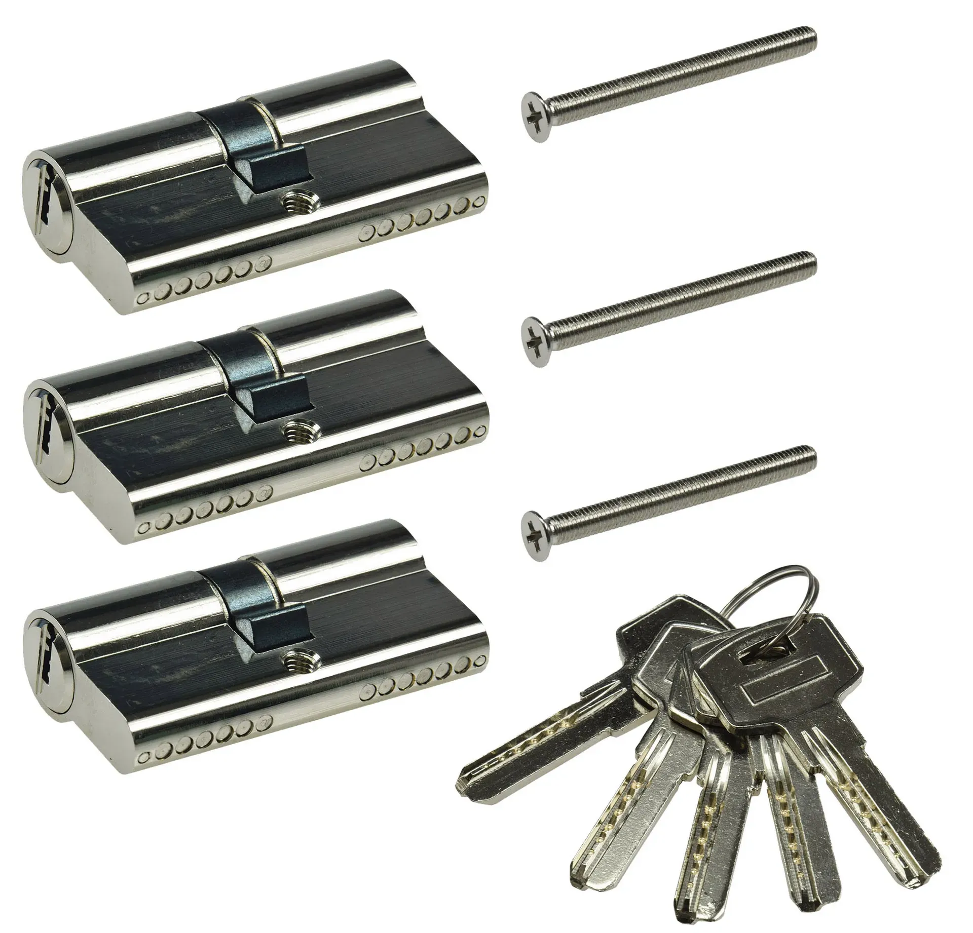Schließzylinder-Set 3x 60mm (30+30mm) 5 Schlüssel, Not- & Gefahrenfunktion Schließzylinder-Set 3x 60mm (30+30mm) 5 Schlüssel, Not- & Gefahrenfunktion