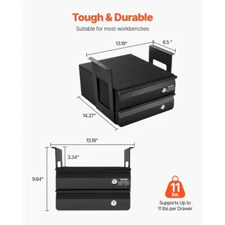 VEVOR Untertisch Schublade 365x335x250 mm, Unterbau Schreibtisch, versteckter 2-lagiger Aufbewahrungs-Organizer, abschließbare Bleistiftschublade für die Untermontage für Sitz-Steh-Arbeitsplätze VEVOR Untertisch Schublade 365x335x250 mm, Unterbau Schreibtisch, versteckter 2-lagiger Aufbewahrungs-Organizer, abschließbare Bleistiftschublade für die Untermontage für Sitz-Steh-Arbeitsplätze