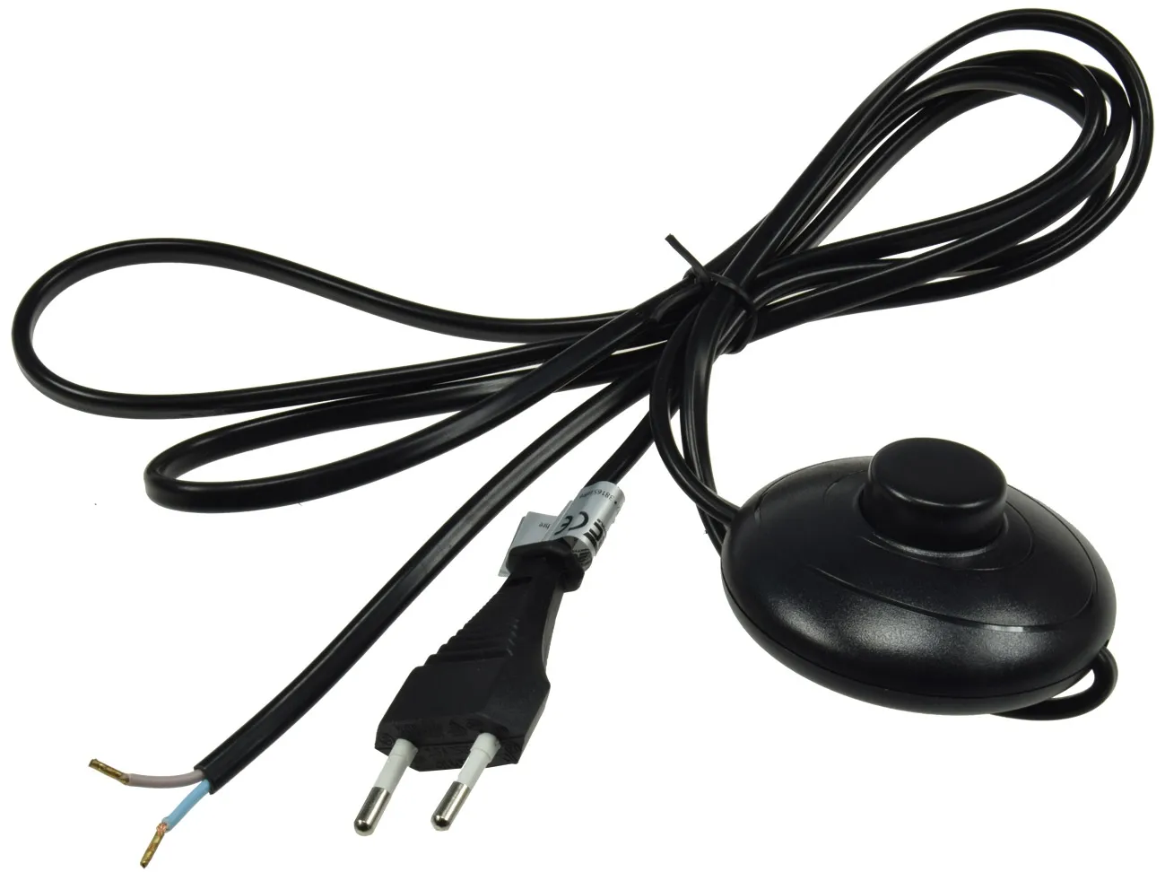 Netzkabel mit Fußschalter blanke Enden, 2m lang, schwarz Netzkabel mit Fußschalter blanke Enden, 2m lang, schwarz