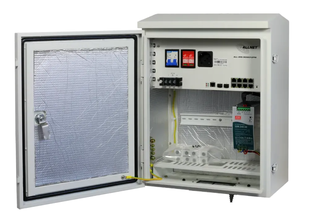 ALLNET DIN-RAIL Wandgehäuse/Outdoor PoE Smart-Managed Switch T220mm, Lichtgrau, IP66, ÜS, ALL-DIN-SGI8012PM – Bild 3
