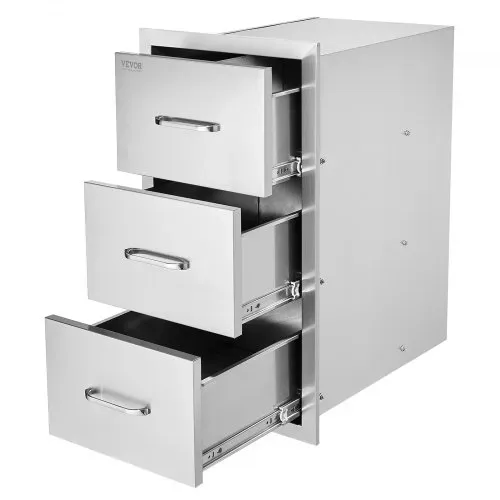 VEVOR Outdoor-Küchenschubladen 16″ B x 28,5″ H x 20,5″ T, Unterputz-Grillschubladen aus Edelstahl mit dreifachem Zugriff und Griff, Grillinselschubladen für Außenküchen oder Terrassen-Grillstationen VEVOR Outdoor-Küchenschubladen 16″ B x 28,5″ H x 20,5″ T, Unterputz-Grillschubladen aus Edelstahl mit dreifachem Zugriff und Griff, Grillinselschubladen für Außenküchen oder Terrassen-Grillstationen