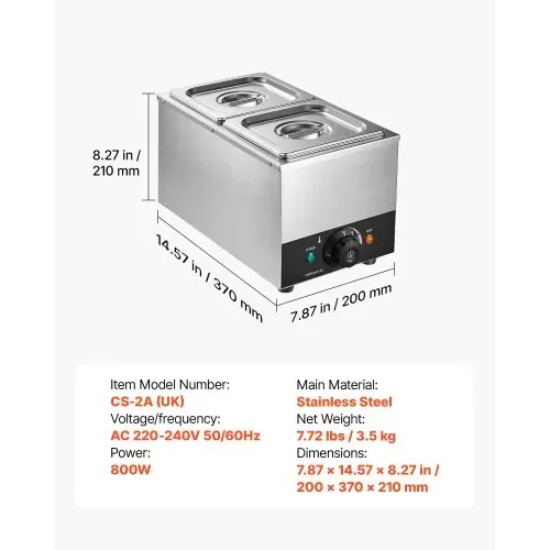 VEVOR Schokoladenschmelzmaschine 2 Abnehmbare Behälter Edelstahl 800 W, für Bäckereien, Konditoreien und Restaurants, mit Temperaturregelung 30–85 ℃, Trockenlaufschutz, Schokoladentempiermaschine – Bild 6