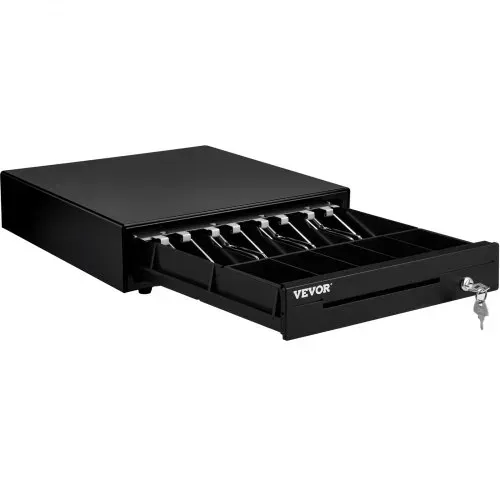 VEVOR Kassenschublade Kassenlade 33 cm quadratische Geldschublade 3 Entriegelungswege RJ11/RJ12 Anschluss 4 Geldscheinfächer & 5 Münzfächer Lebensmittelgeschäft Bank Büro Café Supermärkt Bar – Bild 8