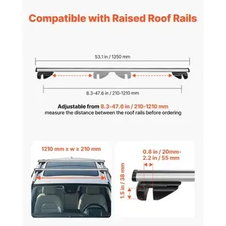 VEVOR Dachquerträger für PKW und SUV, max. Traglast 75 kg, Länge 1350 mm, 2 Stück universelle Gepäckträger aus Aluminium für Fahrrad, Reisen, Camping und Angeln VEVOR Dachquerträger für PKW und SUV, max. Traglast 75 kg, Länge 1350 mm, 2 Stück universelle Gepäckträger aus Aluminium für Fahrrad, Reisen, Camping und Angeln