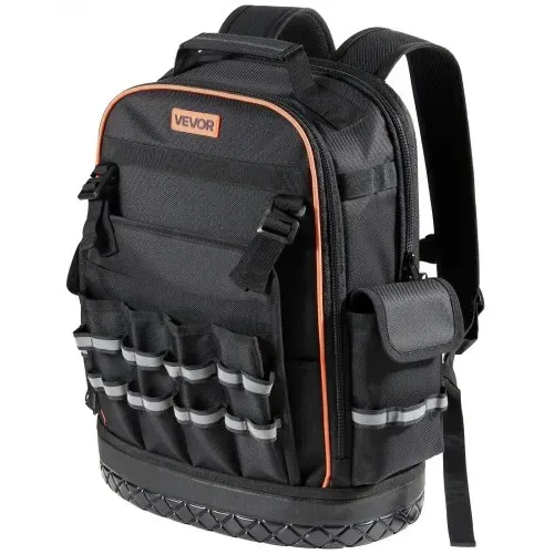 VEVOR Werkzeugrucksack, 64 Taschen, Werkzeug-Aufbewahrungs-Organizer, Backpack mit Laptopfach & geformtem Boden, Baustellenrucksack für Elektriker, Reparaturarbeiter & Heizungstechniker – Bild 10
