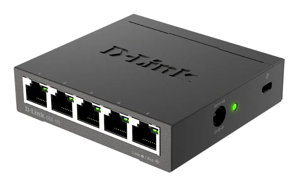 D-Link DGS-105 Unmanaged L2 Gigabit Ethernet (10/100/1000) Schwarz – Bild 2