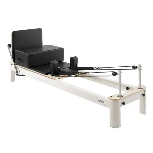 VEVOR Pilates Reformer Gerät mit Aluminiumrahmen 181 kg 2350 x 690 x 945 mm Ideal für Home-Gyms und Studios, mit Leisem Schlittenlauf, Verstellbarer Kopfstütze, Pilates-Box, Jumpboard und Fußschlaufen – Bild 9