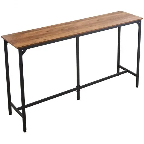 VEVOR Bartisch mit abgerundeten Kanten & ausziehbarem horizontalem Design, rechteckiger Kneipentisch Stehtisch (1600 x 398 x 915 mm), Bistrotisch Esstisch Hellbraun, Schwarz, geeignet für Minibar – Bild 9