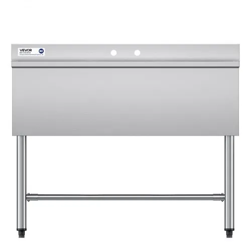 VEVOR Spülbecken mit 3 Becken & Spritzschutz & Effizientem Abfluss, Küchenspüle (978 x 470 x 838 mm), Küchenspüle für Restaurants Imbisswagen Privaten Gebrauch, Edelstahlspüle – Bild 9