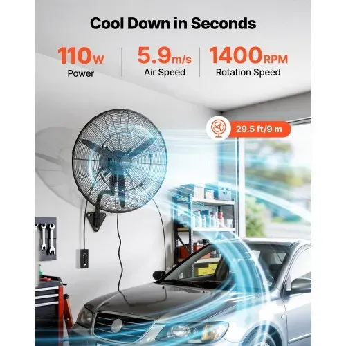 VEVOR 110W Industrieller Wandventilator 67cm, 7m/s Oszillierender Wandlüfter mit 3 Stufen Nebel & Verstellbarem Neigungswinkel, Gewerblicher Industrieventilator für Werkstatt Garage Lager Gym, Schwarz VEVOR 110W Industrieller Wandventilator 67cm, 7m/s Oszillierender Wandlüfter mit 3 Stufen Nebel & Verstellbarem Neigungswinkel, Gewerblicher Industrieventilator für Werkstatt Garage Lager Gym, Schwarz