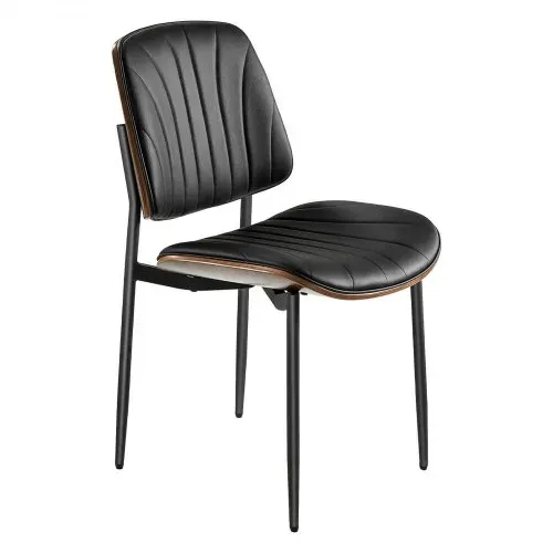 VEVOR Retro-Esszimmerstuhl (2 Stk.) eleganter gepolsterter Leder-Beistellstuhl (158,76 kg belastbar) für Esstische, platzsparender Küchentischstuhl mit dicken Kissen & Metallbeinen, Schwarz Café – Bild 8