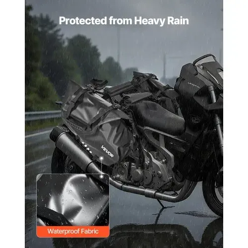 VEVOR Motorradtasche Motorrad Satteltasche 14 L x 2 wasserfest, große Seitensatteltasche für Motorradgepäck, Gepäckaufbewahrung mit unterem Gurt, Schwarz Seitentasche Outdoor Sport – Bild 4