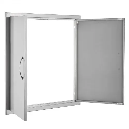 VEVOR Grill-Zugangstür, 790 x 790 x 46 mm, Doppelte Außenküchentür, Flächenbündig montierte Edelstahltür, Vertikale Wandtür mit Griffen, für Grillinsel, Grillstation, Außenschrank usw. – Bild 10