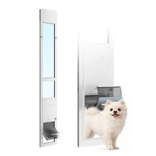 VEVOR Hundeklappe für Glasschiebetür, Hundetür Höhenverstellbar von 1927 bis 2049 mm, Rahmen aus Aluminiumlegierung mit Klappe & Drehscharnier, Abschließbar, für Mittelgroße Hunde, M VEVOR Hundeklappe für Glasschiebetür, Hundetür Höhenverstellbar von 1927 bis 2049 mm, Rahmen aus Aluminiumlegierung mit Klappe & Drehscharnier, Abschließbar, für Mittelgroße Hunde, M
